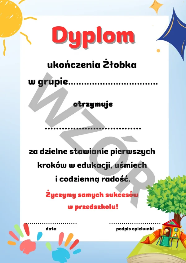 dyplom ukończenia żłobka