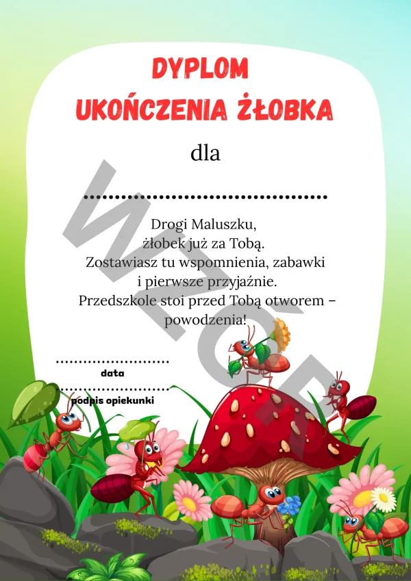 dyplom ukończenia żłobka
