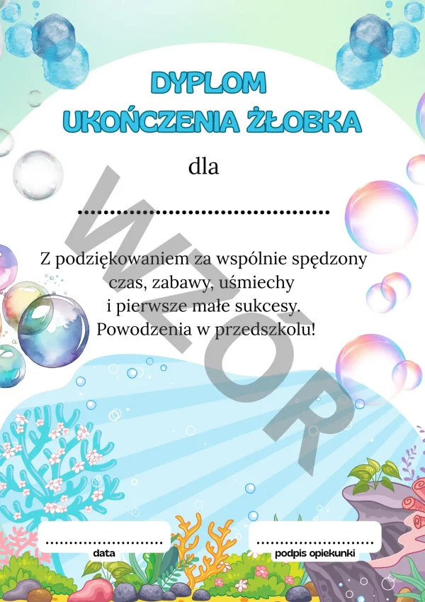 dyplom ukończenia żłobka