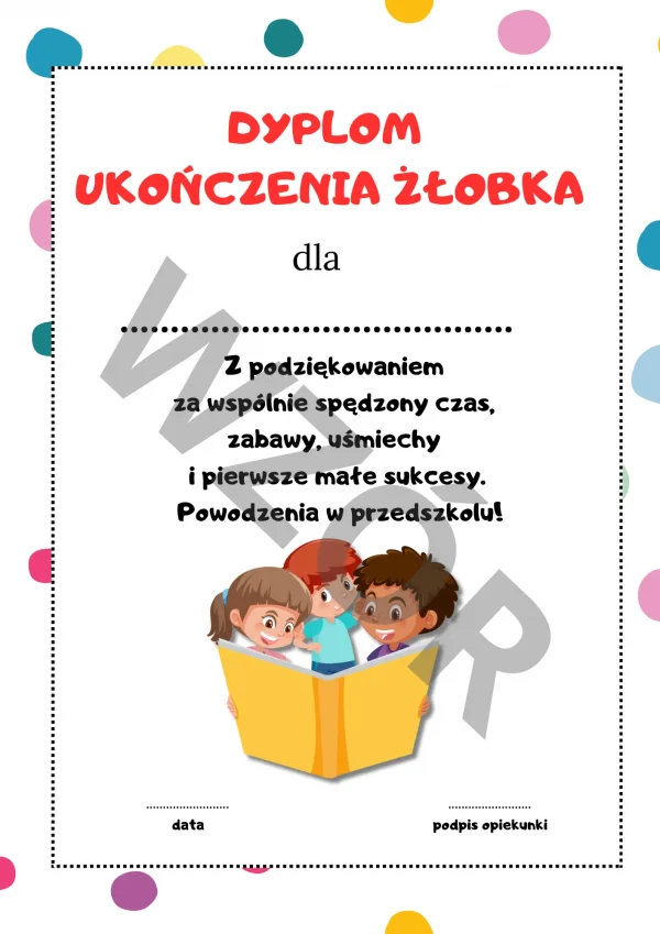 dyplom ukończenia żłobka