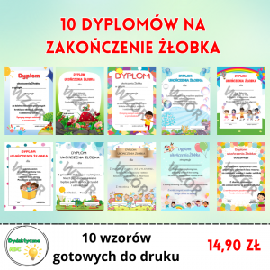 10 dyplomów zakończenie żłobka