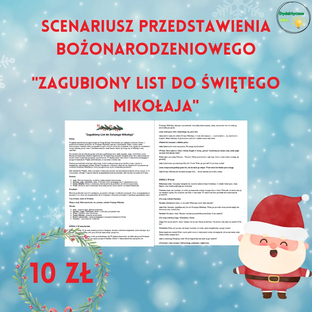 Scenariusz jasełek "Zagubiony list do świętego Mikołaja"