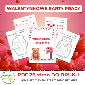 Walentynkowe karty pracy